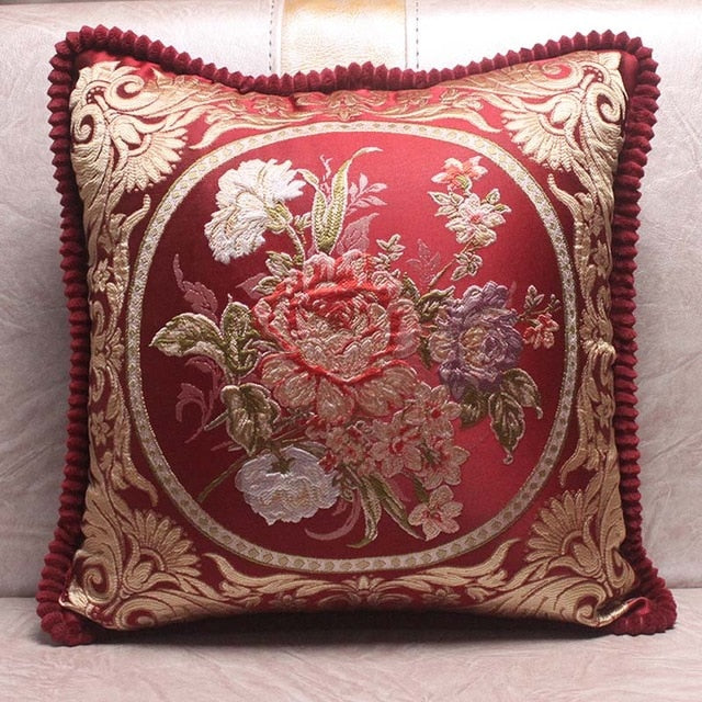 european style jacquard elegant floral decorative cushion covers 480mm*480mm / a wine red