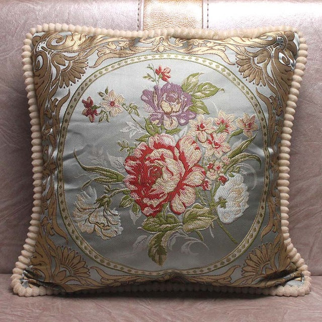 european style jacquard elegant floral decorative cushion covers 480mm*480mm / a sky blue