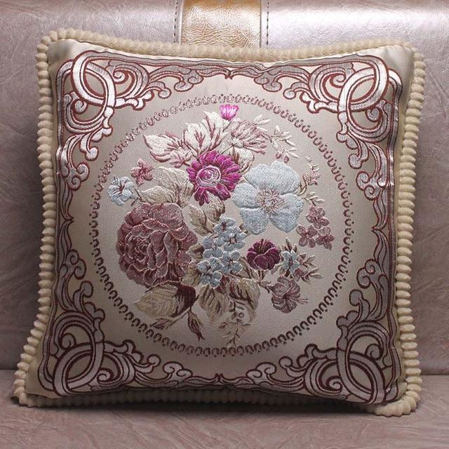 european style jacquard elegant floral decorative cushion covers 480mm*480mm / b purple