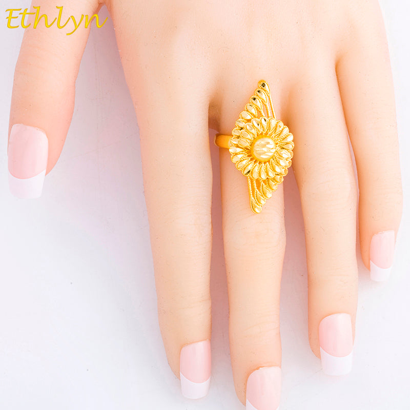 free size  nigerian /ethiopian gold color wedding party ring girls female birthday gift jewelry accessories ring