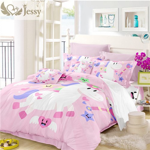 3d bedding set cartoon unicorn design for kids