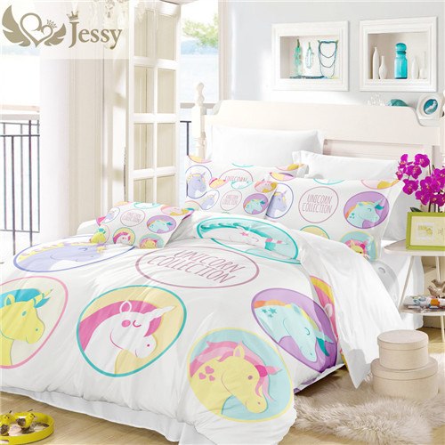 3d bedding set cartoon unicorn design for kids