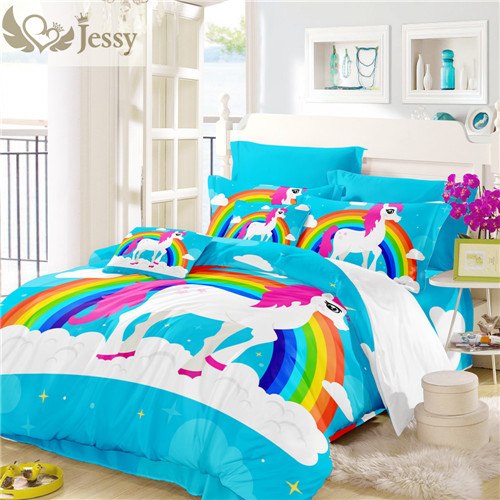 3d bedding set cartoon unicorn design for kids