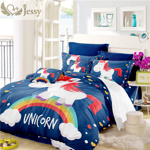 3d bedding set cartoon unicorn design for kids