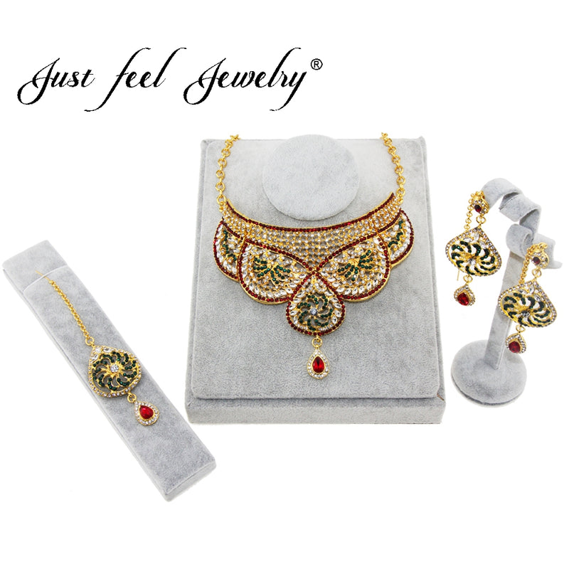 luxury gold color jewelry set circle surround design choker necklace set
