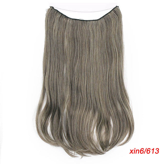 long synthetic hair heat resistant hairpiece fish line straight hair extensions secret invisible hairpieces p2/613 / 20inches