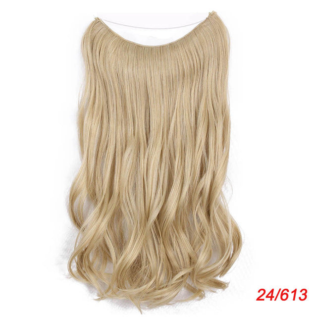 long synthetic hair heat resistant hairpiece fish line straight hair extensions secret invisible hairpieces p6/613 / 20inches