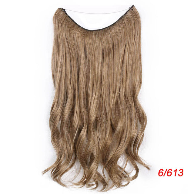 long synthetic hair heat resistant hairpiece fish line straight hair extensions secret invisible hairpieces blonde / 20inches