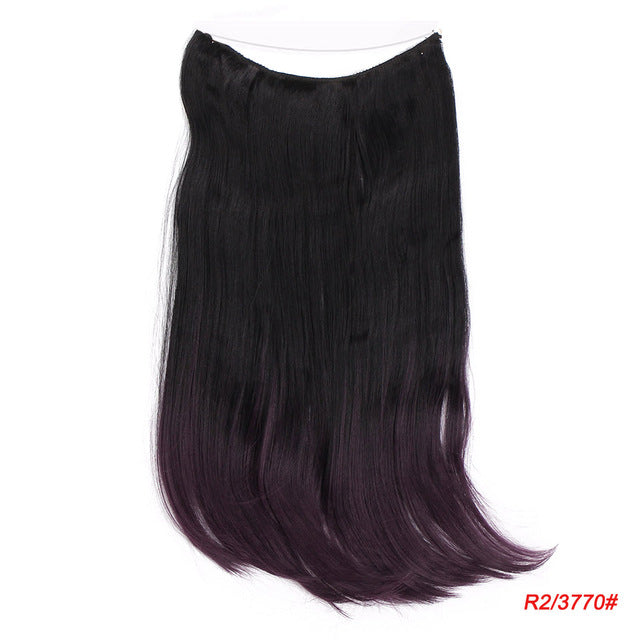 long synthetic hair heat resistant hairpiece fish line straight hair extensions secret invisible hairpieces t1b/purple/2512b / 20inches