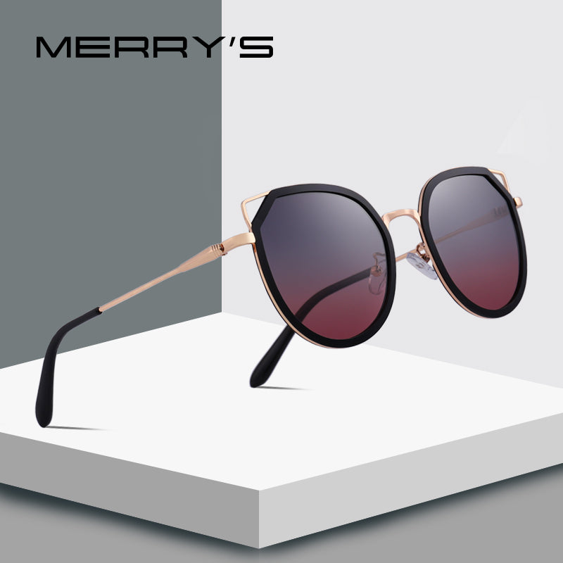 merry's design women fashion cat eye polarized sunglasses gradient lens metal temple 100% uv protection