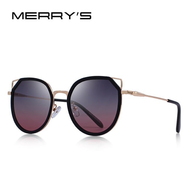 merry's design women fashion cat eye polarized sunglasses gradient lens metal temple 100% uv protection c03 purple