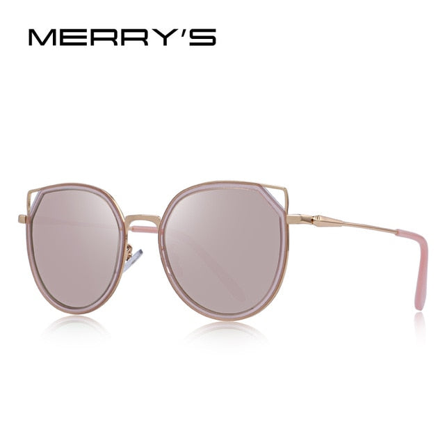 merry's design women fashion cat eye polarized sunglasses gradient lens metal temple 100% uv protection c04 pink
