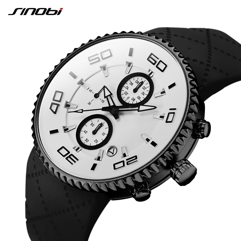 sports watches fashion men's stopwatch sinobi 30m waterproof silicone band sport chronograph watch