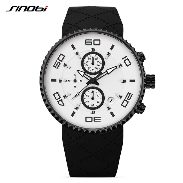 sports watches fashion men's stopwatch sinobi 30m waterproof silicone band sport chronograph watch 11s9739g03