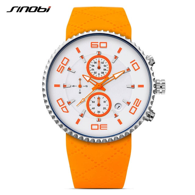 sports watches fashion men's stopwatch sinobi 30m waterproof silicone band sport chronograph watch 11s9739g02
