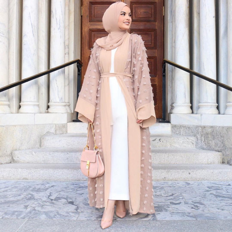 elegant muslim abaya floral maxi dress cardigan flowers skirt appliques long robes tunic middle east ramadan islamic clothing