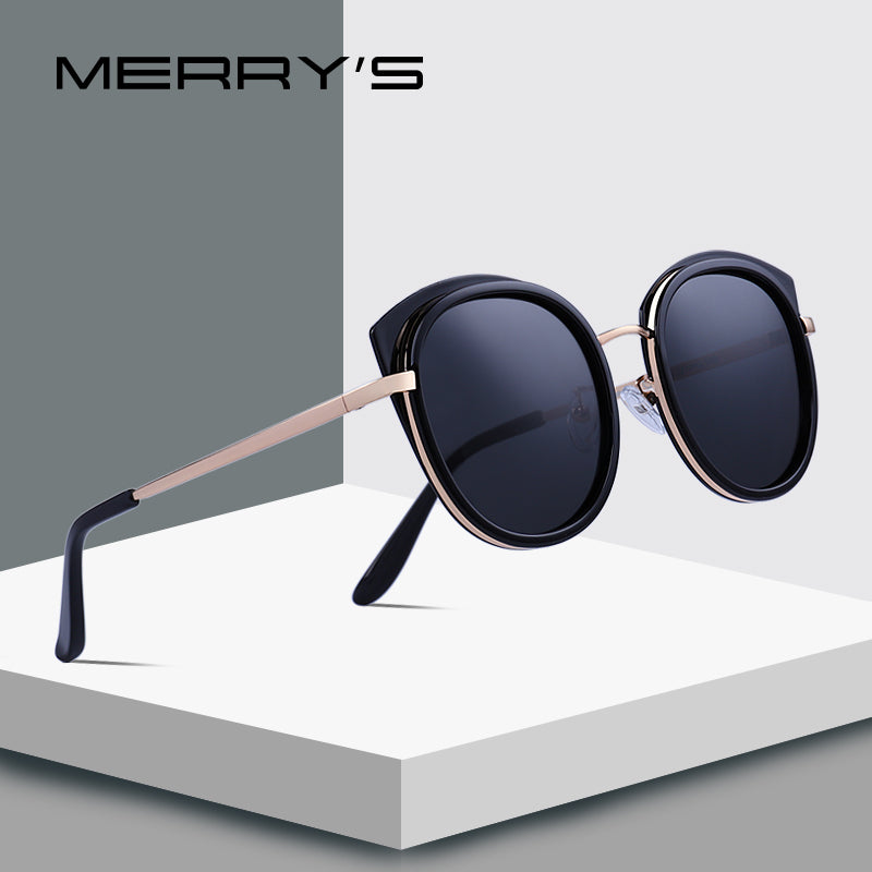 merry's design women fashion cat eye polarized sunglasses metal temple 100% uv protection