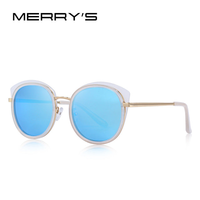 merry's design women fashion cat eye polarized sunglasses metal temple 100% uv protection c03 blue