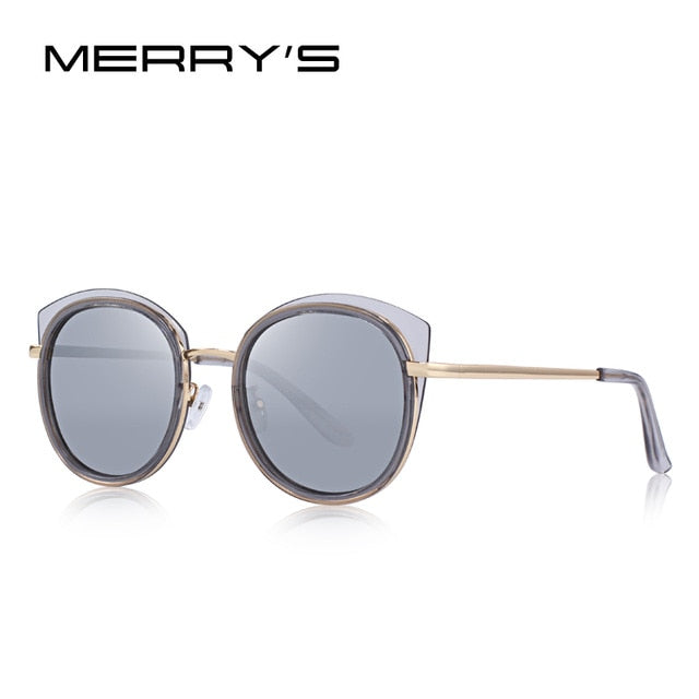 merry's design women fashion cat eye polarized sunglasses metal temple 100% uv protection c04 silver