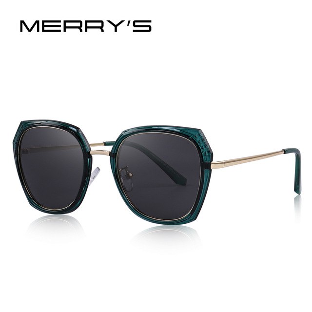 merry's design women brand designer sunglasses fashion polarized sun glasses metal temple 100% uv protection c06 green