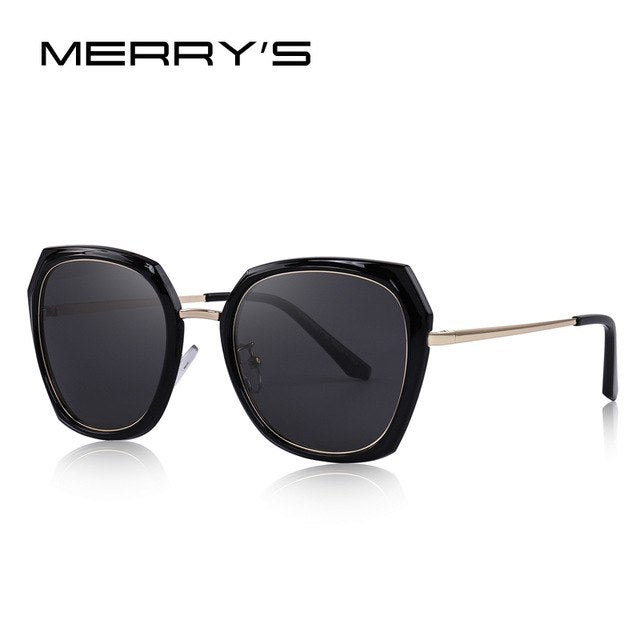 merry's design women brand designer sunglasses fashion polarized sun glasses metal temple 100% uv protection c01 black