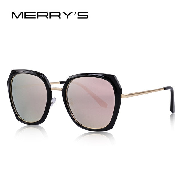 merry's design women brand designer sunglasses fashion polarized sun glasses metal temple 100% uv protection c04 black pink