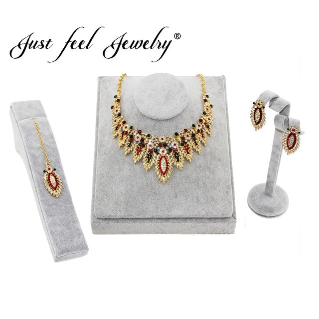 luxury indian jewelry sets for women gold color leaves africa cubic zirconia necklace default title
