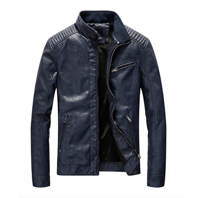 brand autumn men pu leather jackets men's slim fit stander collar leather jacket and coat