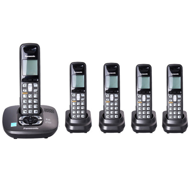 digital cordless phone with answer machine handfree voice mail backlit lcd fixed wireless telephone for office home bussiness five handsets