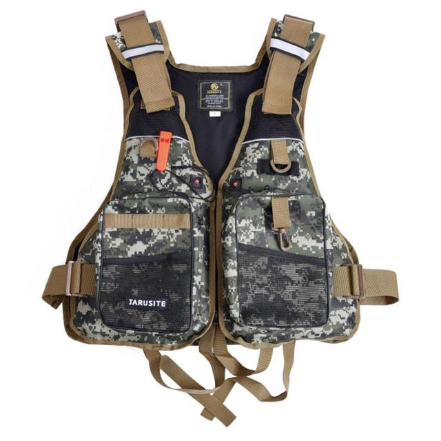 3 color adjustable fly fishing vest pack outdoor sports mutil-pocket safety fishing life jacket waistcoat floating vest green