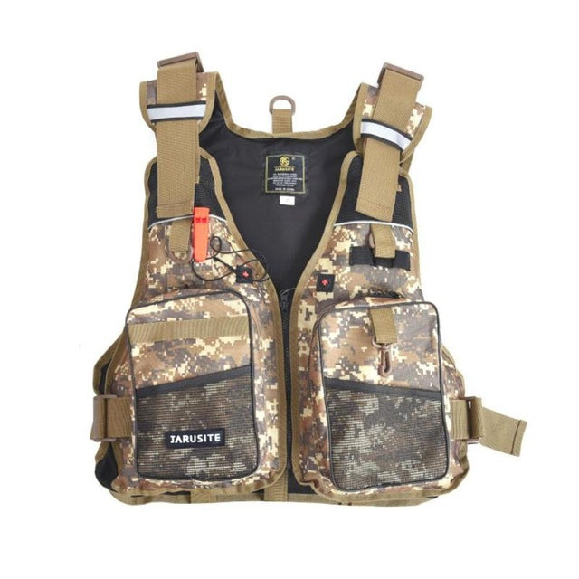 3 color adjustable fly fishing vest pack outdoor sports mutil-pocket safety fishing life jacket waistcoat floating vest yellow