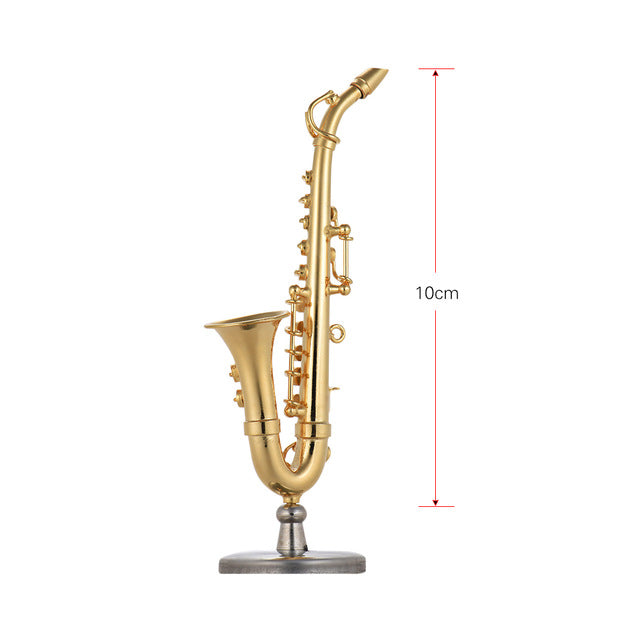 mini brass alto saxophone sax model exquisite desktop musical instrument decoration ornaments musical gift with delicate box 10cm