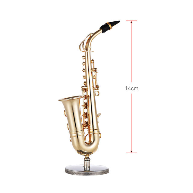 mini brass alto saxophone sax model exquisite desktop musical instrument decoration ornaments musical gift with delicate box 14cm