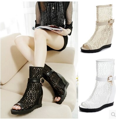 flats women cut out ankle boots lace woman knight summer lady fashion sexy short open the toe cutout boots