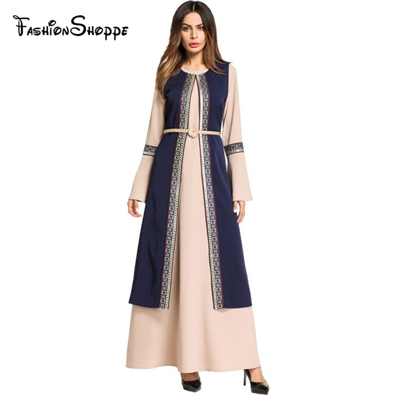 arab women fashion middle east robe long sleeved loose casual muslim abaya chiffon party ramadan long dress with belt