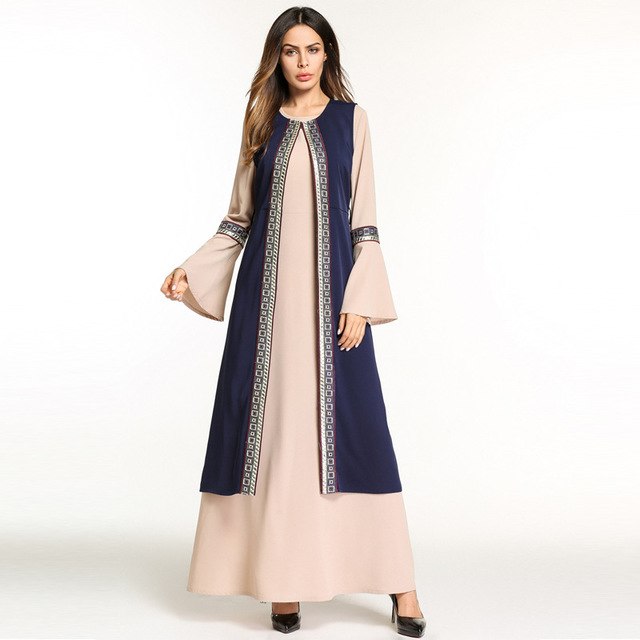 arab women fashion middle east robe long sleeved loose casual muslim abaya chiffon party ramadan long dress with belt