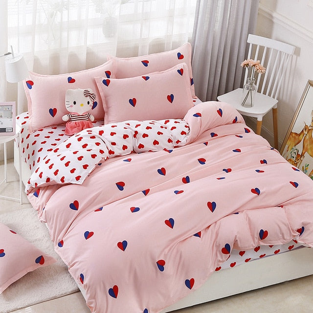 duvet cover sheet pillow case lovely kitty bedding set