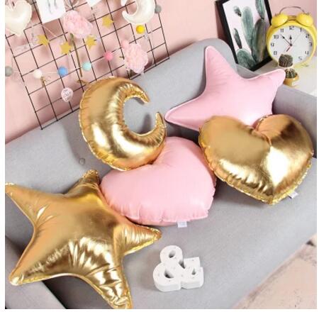 girl heart gold stars pillow decoration love clouds pillow