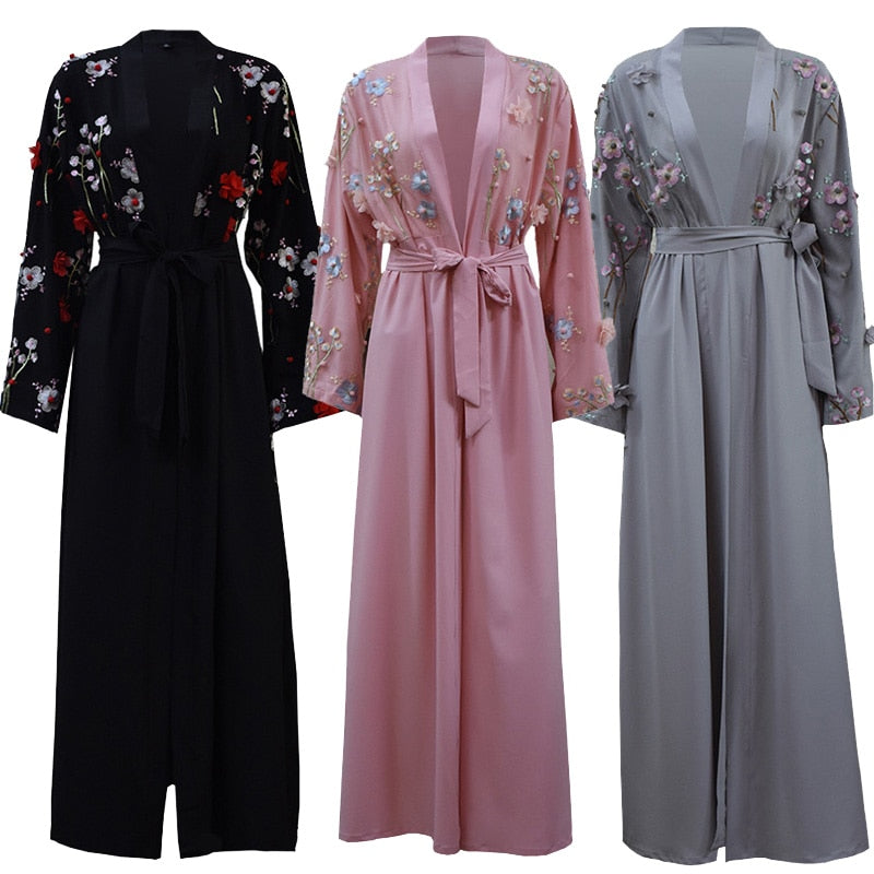 uae abaya dubai kaftan arab islam women long floral muslim kimono cardigan