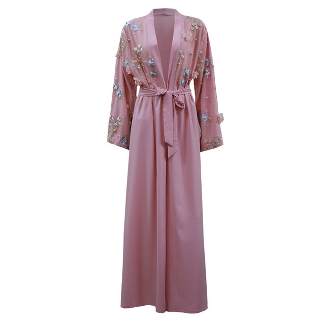 uae abaya dubai kaftan arab islam women long floral muslim kimono cardigan