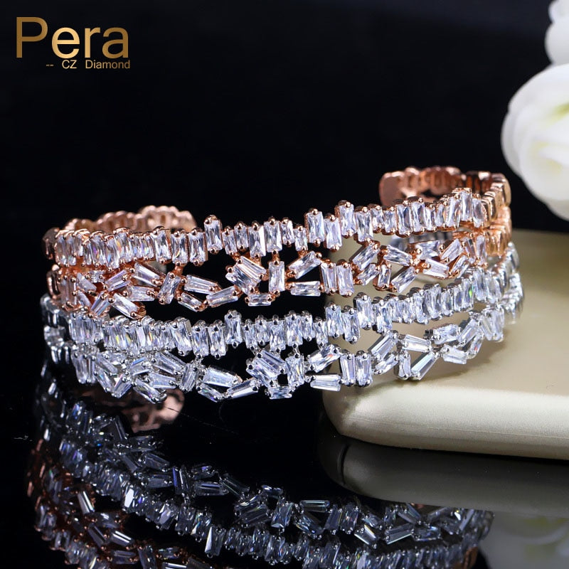 luxury adjustable size unisex jewelry for women party gift full sparkling cubic zirconia stone pave bangle & bracelet