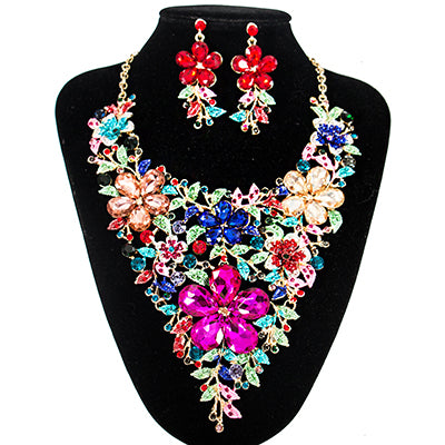 lan palace bridal jewelry set engagement necklace and earrings glass sets for party multi