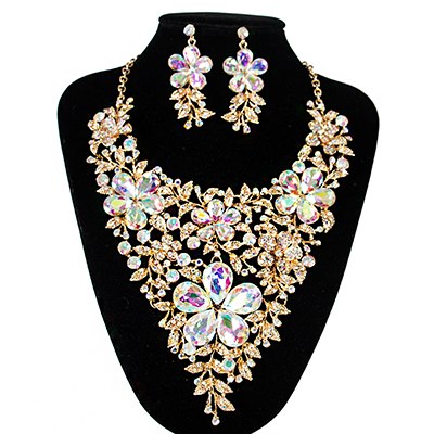 lan palace bridal jewelry set engagement necklace and earrings glass sets for party white ab