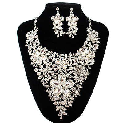 lan palace bridal jewelry set engagement necklace and earrings glass sets for party silver
