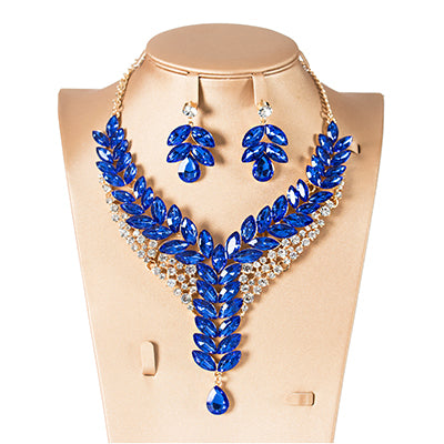 lan palace latest african beads for wedding gold color multi color jewelry sets bridal necklace and earrings blue