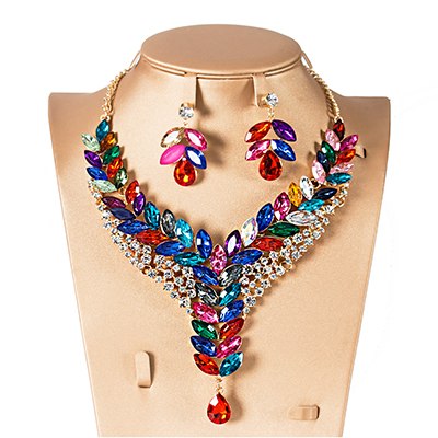 lan palace latest african beads for wedding gold color multi color jewelry sets bridal necklace and earrings multi