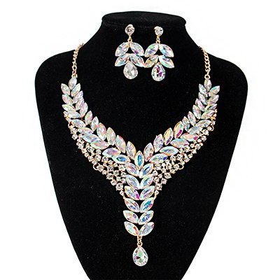 lan palace latest african beads for wedding gold color multi color jewelry sets bridal necklace and earrings white ab
