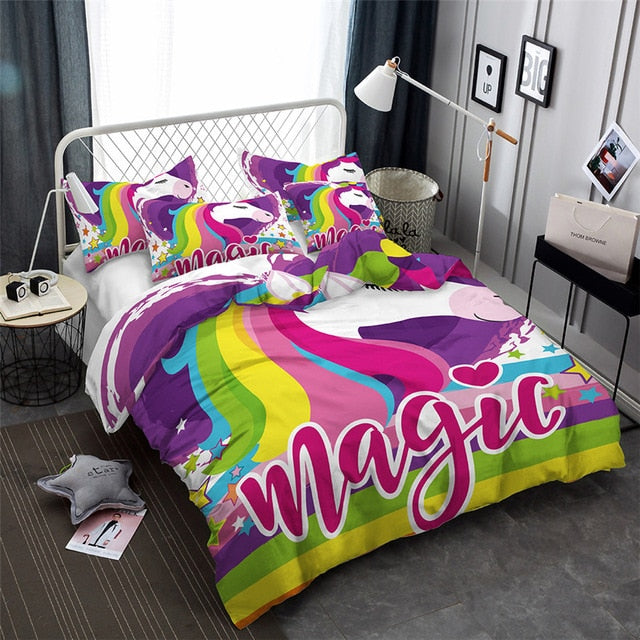 3d bedding set unicorn print duvet cover set