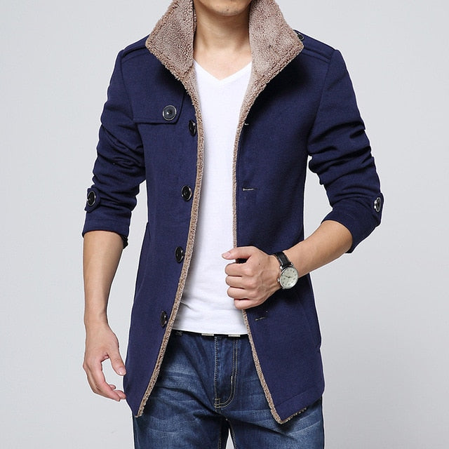 men long wool coat winter men jackets and coats slim fit