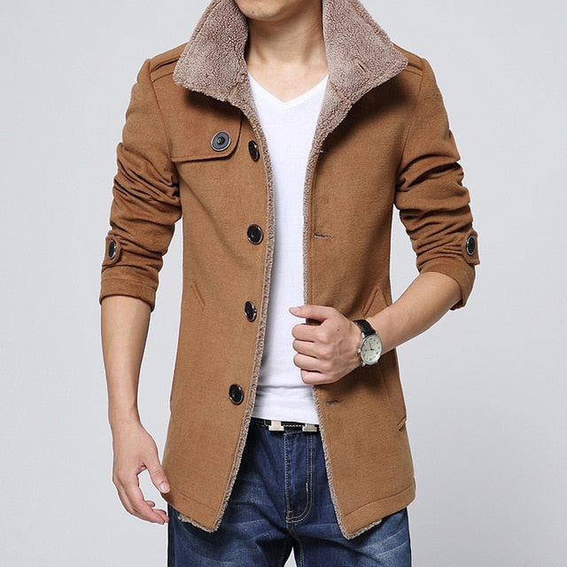 men long wool coat winter men jackets and coats slim fit